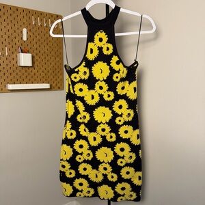 Urban Outfitters Black and Yellow Sunflower Mini Dress